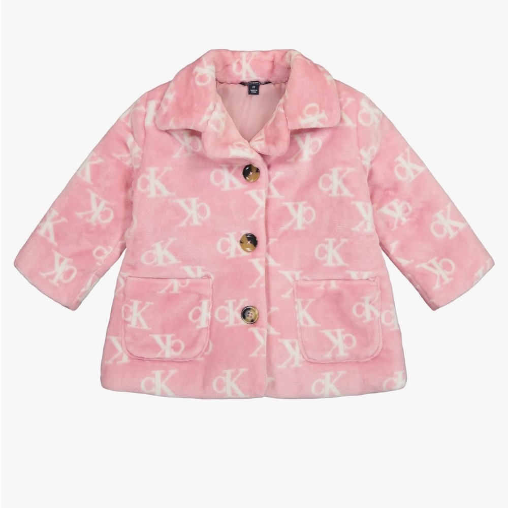 Calvin Klein Girls Kid Coat Girls' 12 Month Pink w/CK logo buttons front pocket